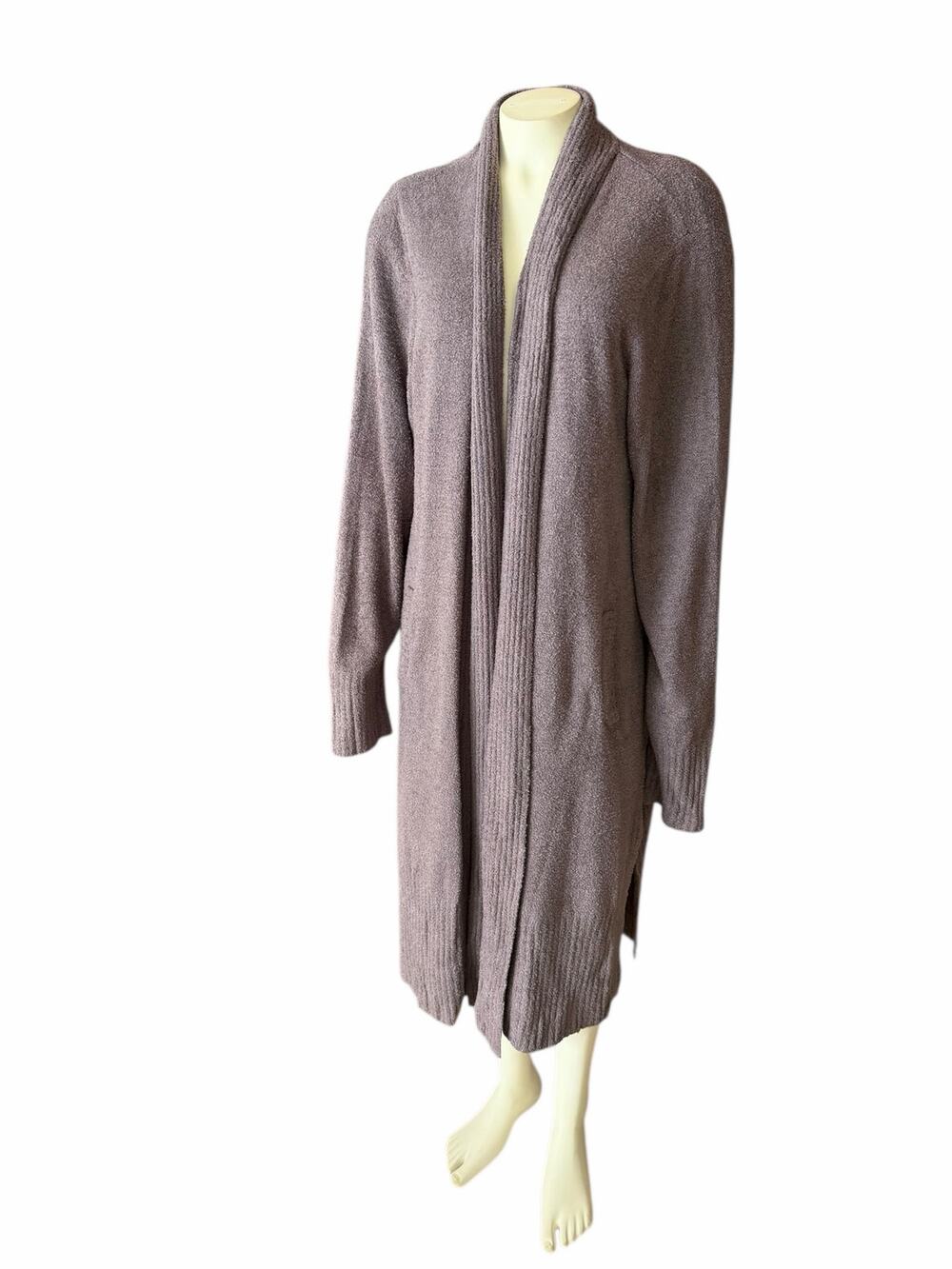 Barefoot Dreams Cozychic Lite Catalina Long Open Cardigan Ash Brown 2X